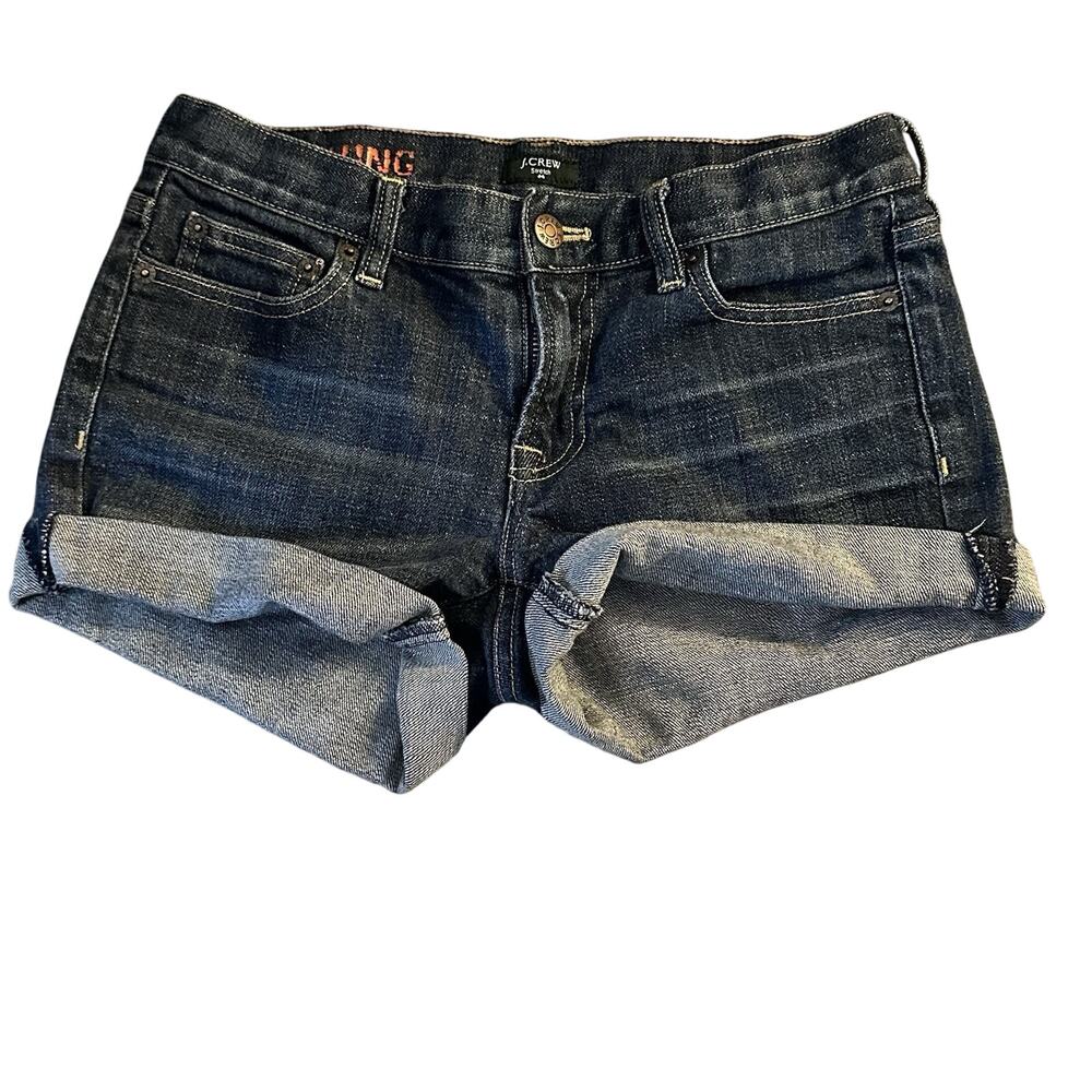 J.CREW Women's Denim Jean Shorts Distressed, Cuffed, Stretch Hip-slung Size 2